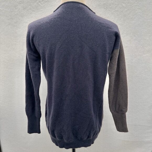 Fabiana Filippi Two Tone Gray Navy Sweater S Merino Silk Cashmere Chain Detail - Picture 6 of 12